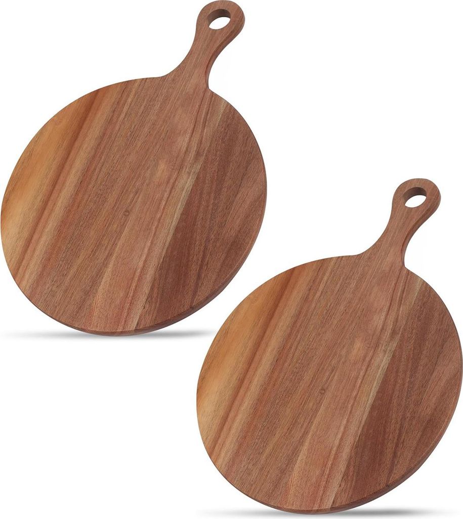 Pizzabrett & Teller Set 2 Stück, rundes Holz 30 cm mit Produktbild 
