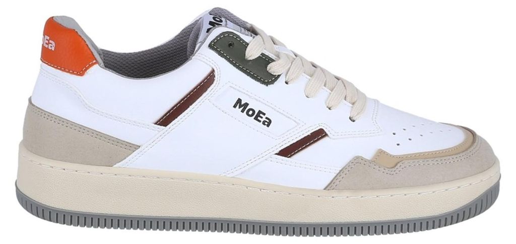 Moea Gen1 6742 Herrensneaker, vegan, White/Pumkin, Biomaterial - Herrenschuhe Sneaker / Schnürschuh, Weiß