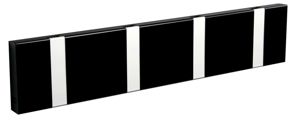 Garderobe Knax 4 schwarz (klappbare Haken aus Aluminium) Garderobenleiste mit Kleiderhaken für den Flur, modernes Garderobenpaneel