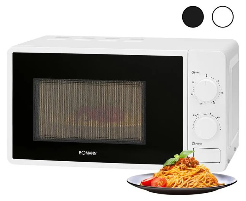 Micro-ondes Blanc Bomann MW 6014 CB 20L - Dégivrage et Cuisson Faciles - 14