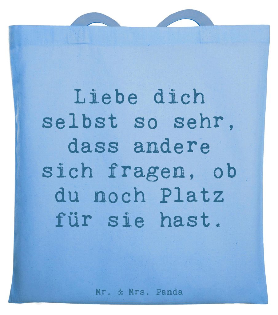 Mr. & Mrs. Panda Tote Bag Spruch Selbstakzeptanz Liebe - Sky Blue - Geschenk, Uni Tasche, Stärke, inspirierende Aussage, dich selbst, Gefühl, Lap...