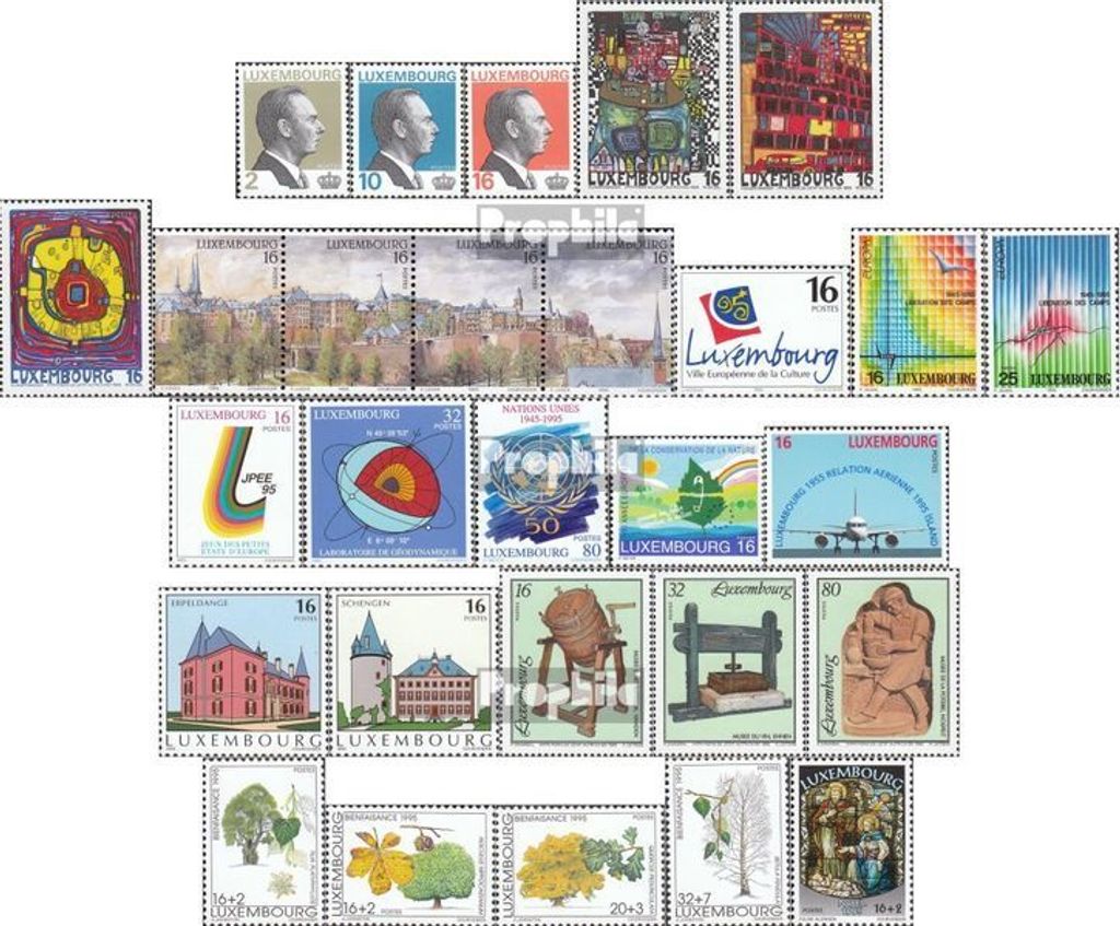 Briefmarken Luxemburg 1995 Mi 1357-1384 (kompl.Ausg.) Jahrgang 1995 komplett postfrisch Großherzog Jean