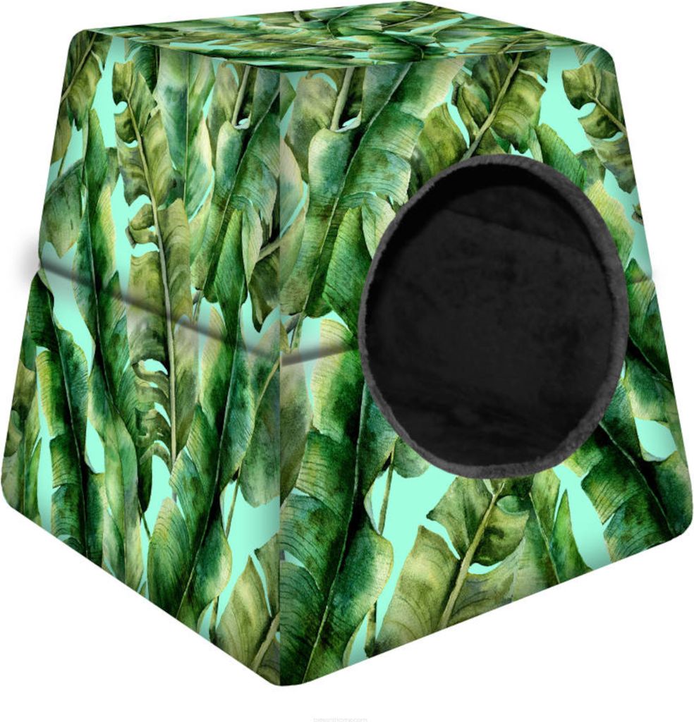 2-in-1 Hunde- oder Katzenhaus Hundebett Katzenbett Hunde Katze Zwinger Bett Schlafplatz Ibiza Day Größe M 43cmx43cm