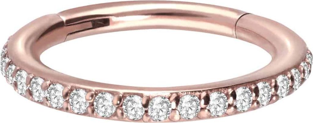 Ohrpiercing, Nasenpiercing, Septum Piercing Chirurgenstahl Segmentring Clicker EINGEFASSTE KRISTALLE RoséGold Innendurchmesser: 10mm + Stabstärke...