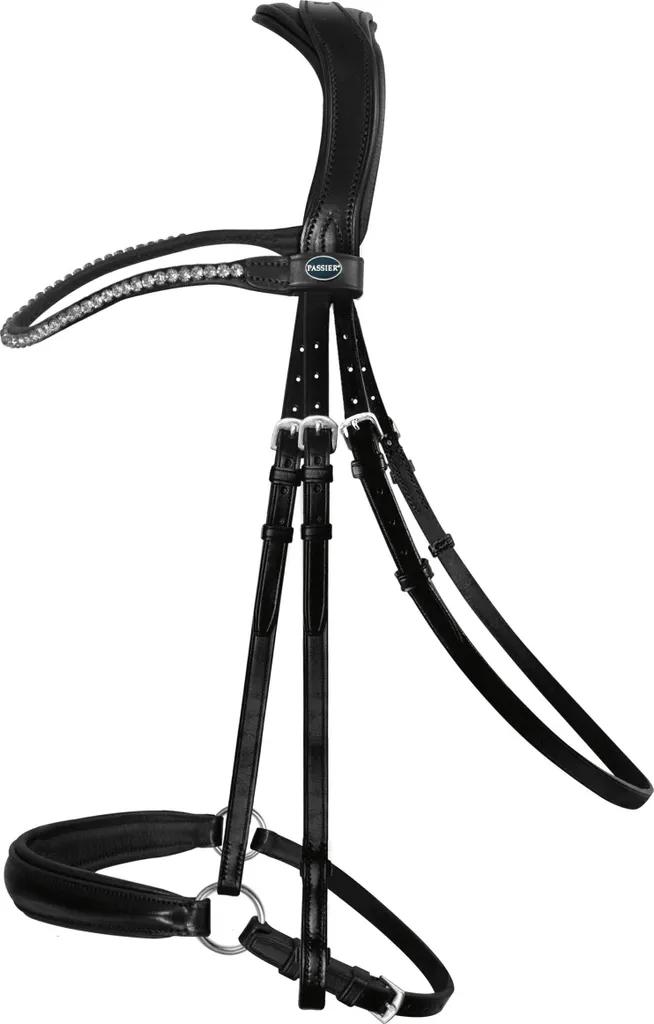 Bridon Passier Confidence noir Cob anti-pression rênes caoutchouc