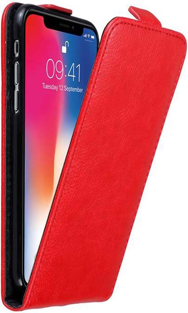 Cadorabo Hülle für Apple iPhone X / XS Schutz Hülle in Rot Flip Etui Handyhülle Case Cover