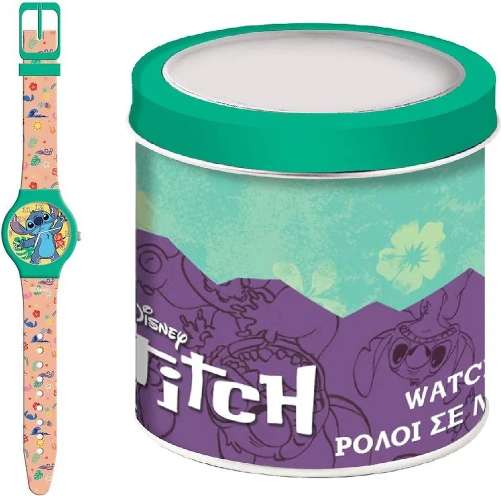 Montre Enfant Lilo & Stitch Disney avec Tin Box Métal Cadeau Fille Ø 33 mm