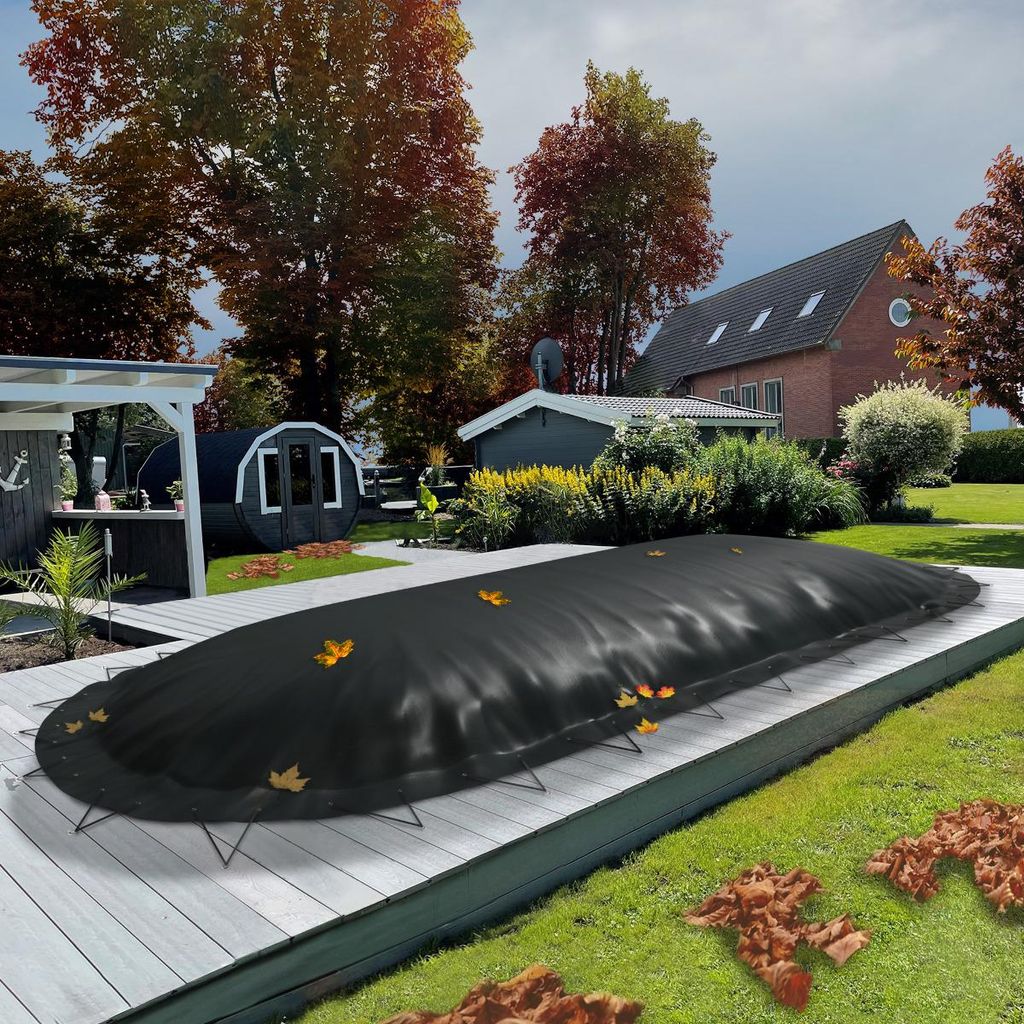 Aufblasbare Pool Abdeckplane für Pool ovalform 3,20x5,25m anthrazit Air Cover Luftkissen