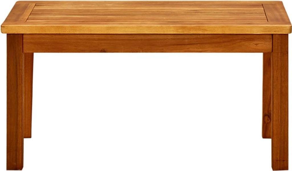 A wooden coffee table is shown from the front on a white background.
