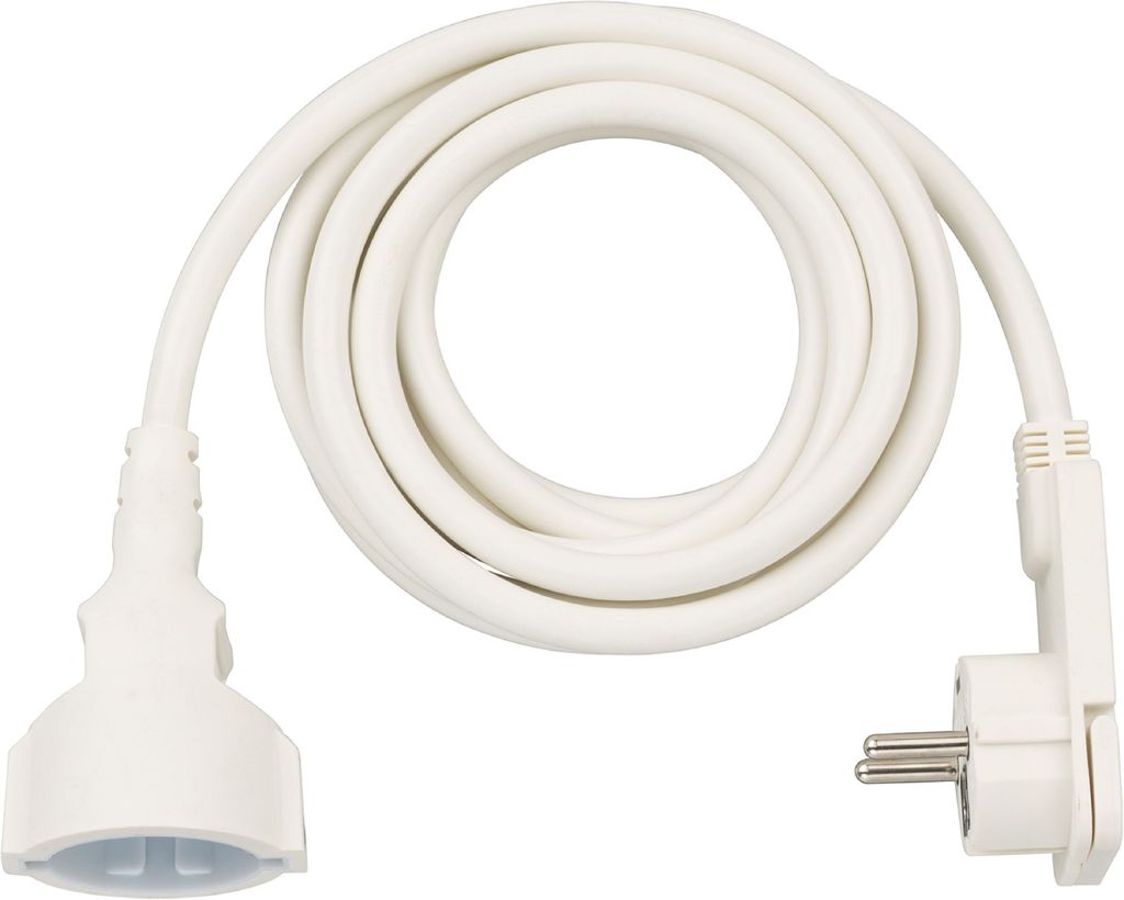 Verlängerungskabel, 1x Winkel-Flachstecker (weiß, 3 Meter) Produktbild 