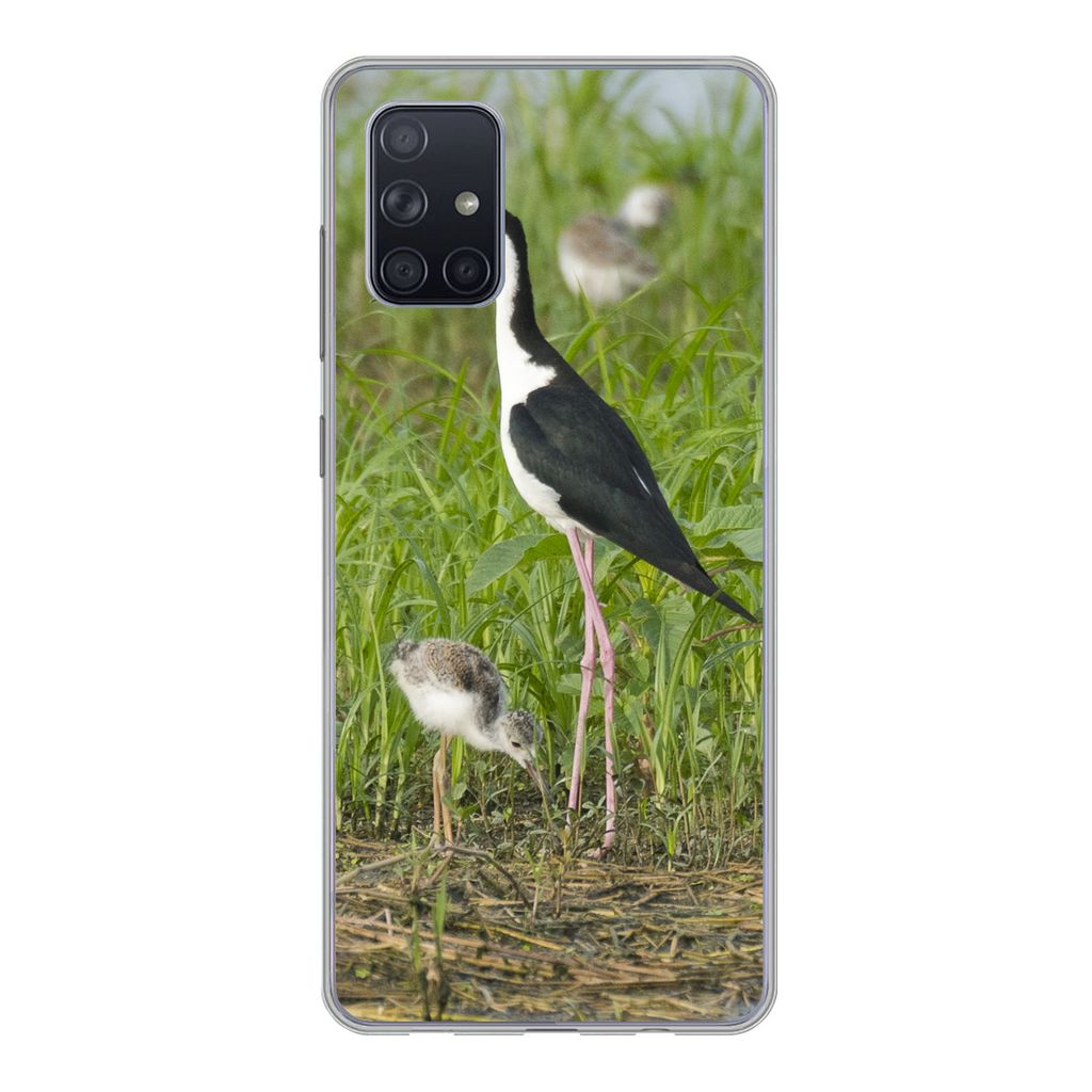 MuchoWow Handyhülle Schutzhülle Hülle für Samsung Galaxy A51 Vogel - Gras - Küken - Sumpf Silikon Softcase Handy Hülle - Schutzabdeckung