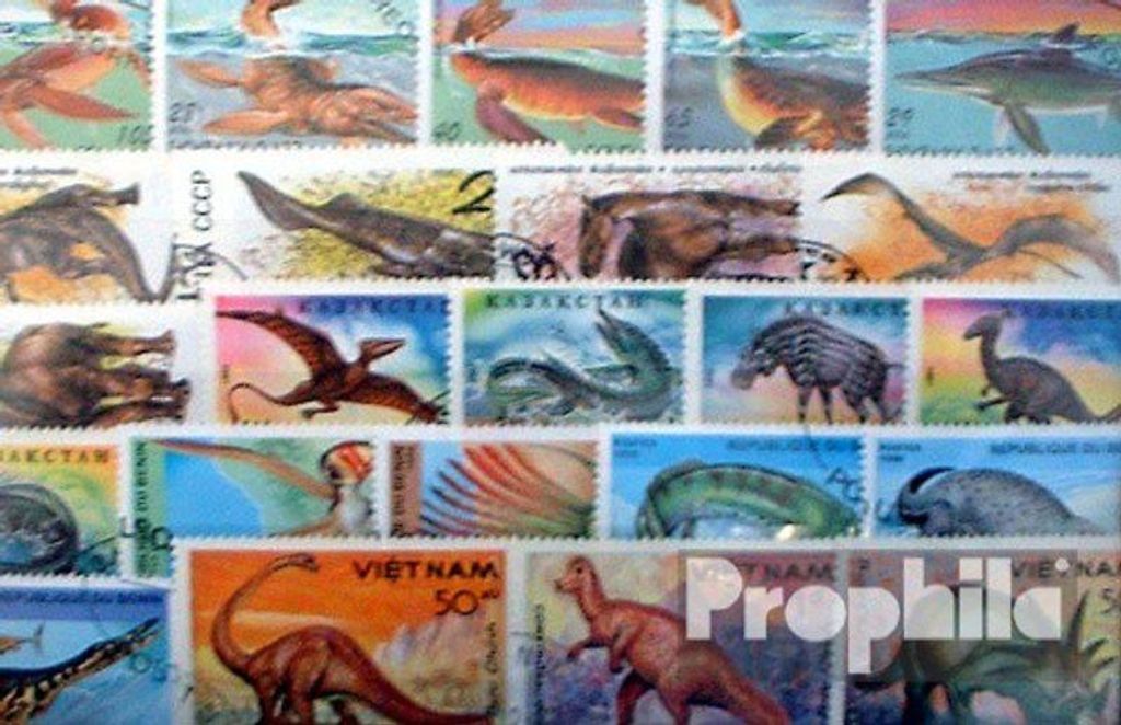 Briefmarken Motive 150 verschiedene Prähistorische Tiere Produktbild 