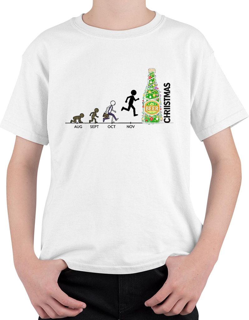 Weihnachten BEER Weihnachtsbier Bier Countdown Weihnachtsbaum Lus Uni Kinder T-Shirt, Weiß, 152