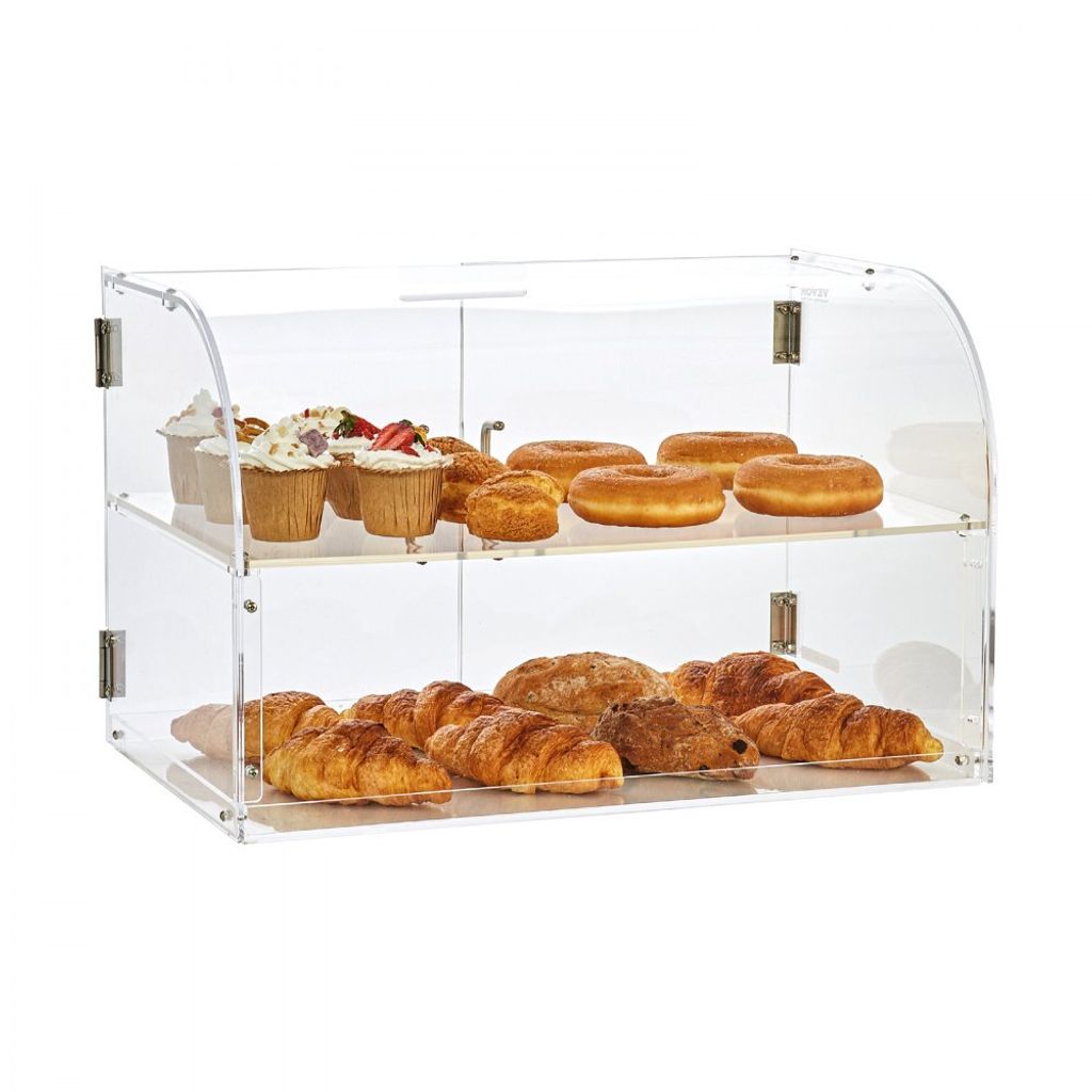 3-stöckige Kommerzielle Bäckerei-Vitrine - Acryl-Vitrine 558x356x356 mm - Stabile Doppelscharnieren - Bäckerei Konditorei Vitrine für Donuts, B...