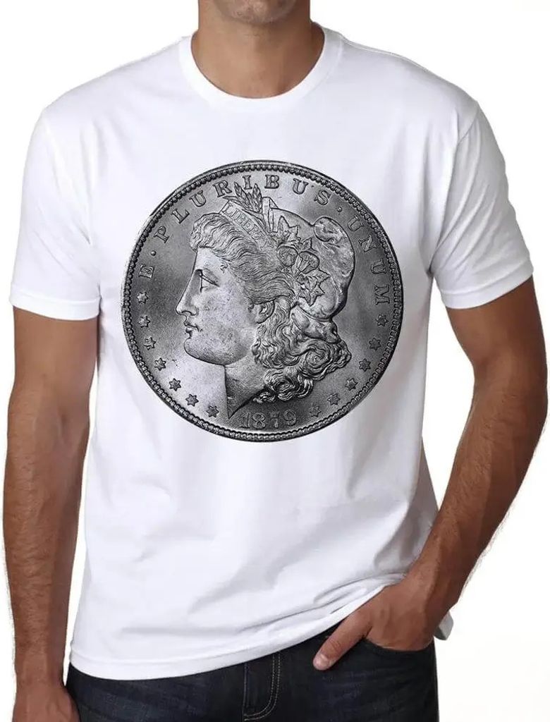 Herren Grafik T-Shirt Morgan-Dollar – Morgan Dollar – Öko-Verantwortlich Vintage Jahrgang Kurzarm Lustige Druck Geburtstag Geschenk Mann