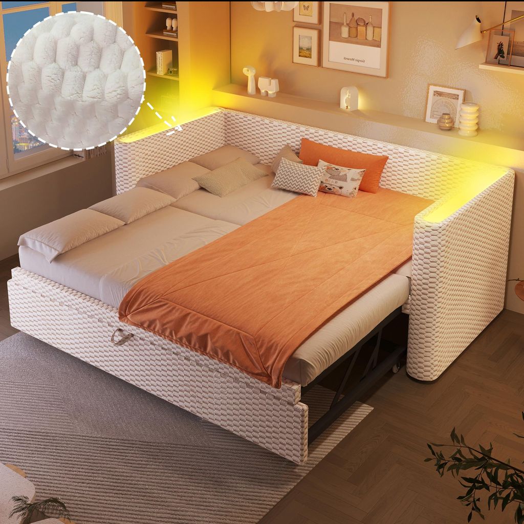 Flieks Schlafsofa 90x200cm/180x200cm, Polsterbett mit Produktbild 