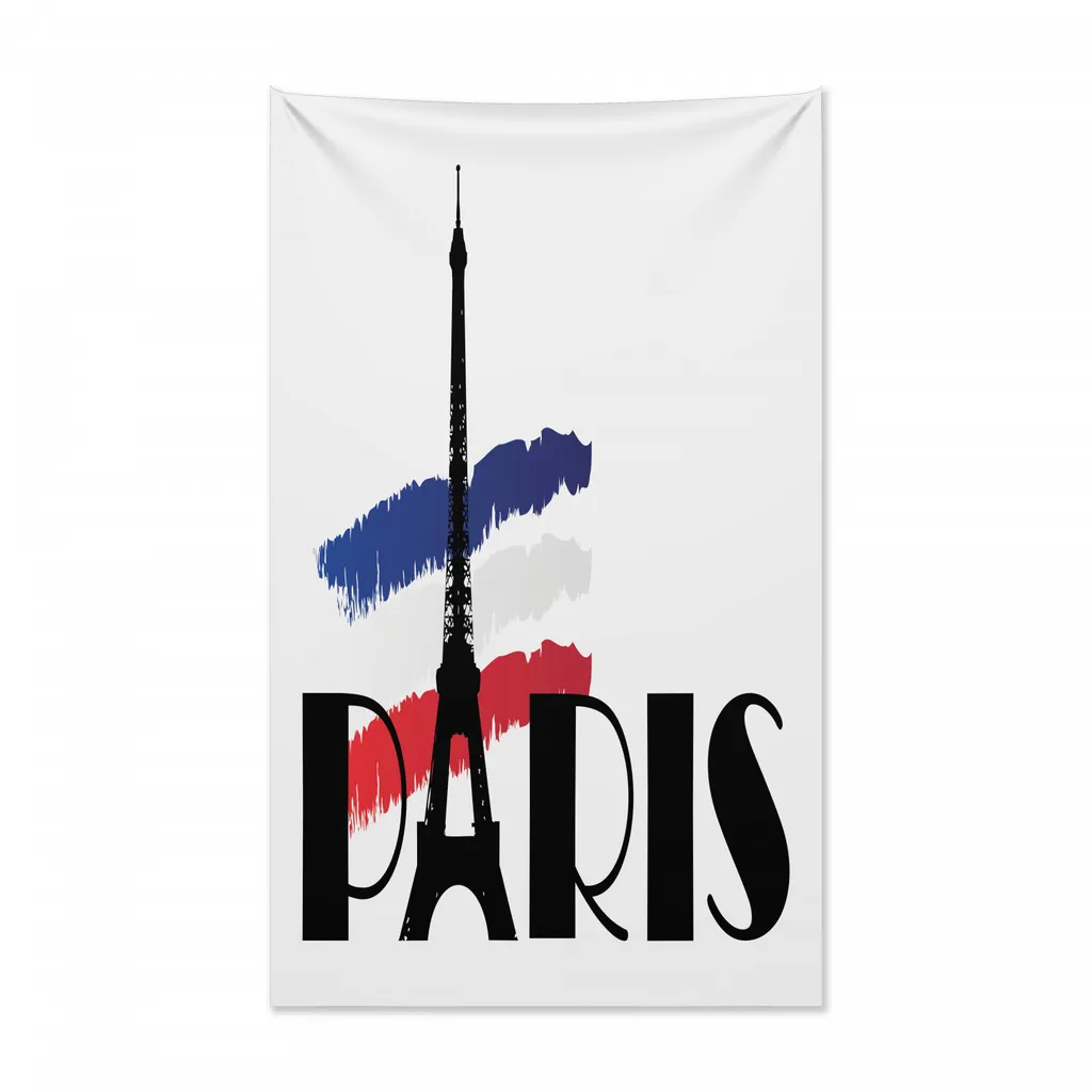 Copriletto Parigi Torre Eiffel 140x230 - Arazzo Moderno Blu Navy Rosso