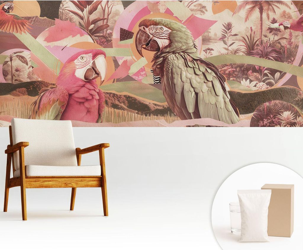 Fototapete - 250x104 cm - Tapete - Wandtapete - Wandbilder - Dekofolie - Tapete Folie - Wand - Dekoration - Wohnzimmer - Tropische Vögel