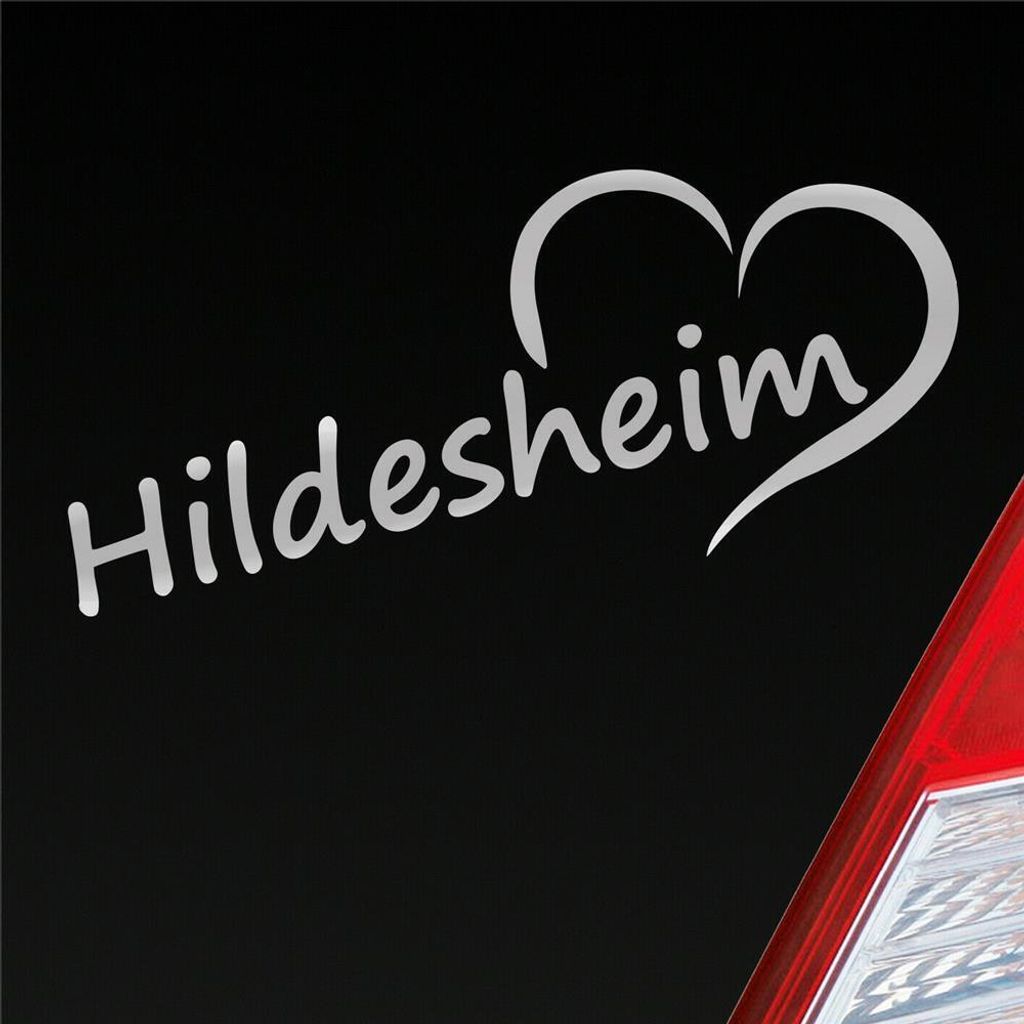 Auto Aufkleber Hildesheim Herz Stadt City Liebe Love 18,5x8 cm Silber Sticker Heckscheibenaufkleber