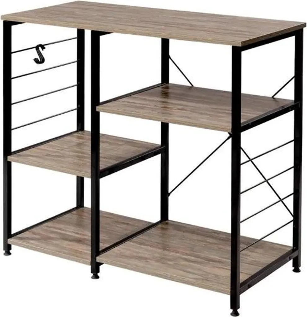 Table haute et Ilot de cuisine Braun pour Préparation et Micro-ondes