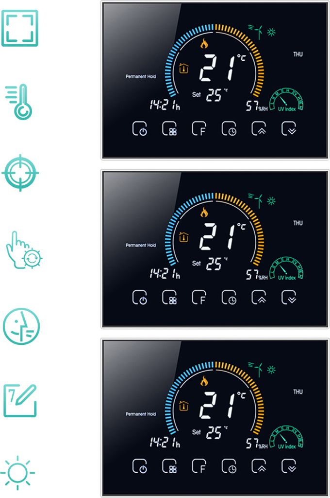 3X Intelligent Raumthermostat Thermostat fußbodenheizung Warmwasserbereitung 5+1+1 sechs Perioden programmierbarer Thermostat Wandthermostat Digit...