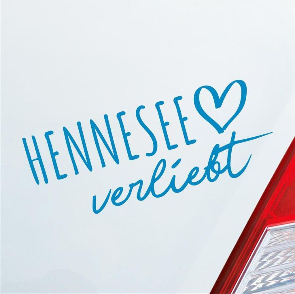 Auto Aufkleber Hennesee verliebt Herz See Sea Liebe Car 19x8 cm Hellblau Sticker Heckscheibenaufkleber