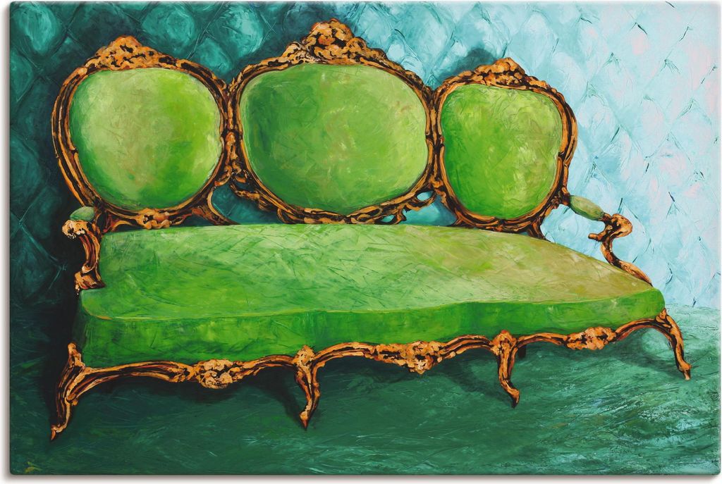 ARTland Leinwandbild Sofa grün Größe: 90x60 cm