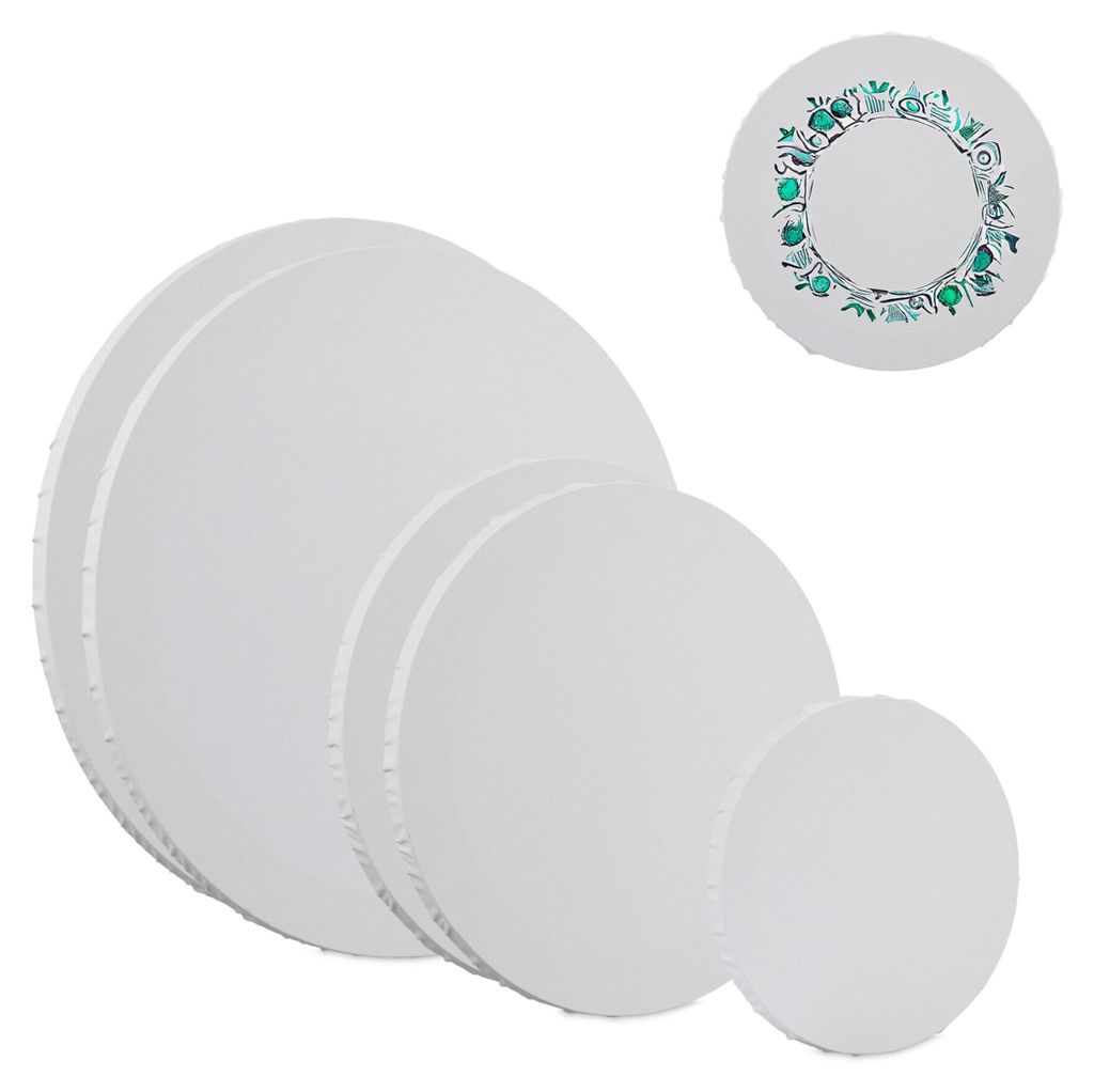 Relaxdays Leinwand, runde Malleinwand, 6er Set, 3 Produktbild 