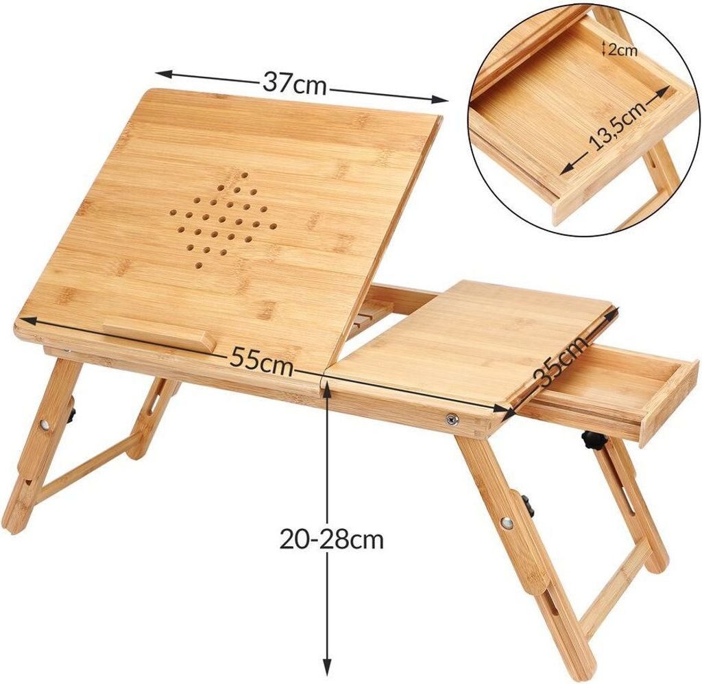 CASARIA® Laptoptisch Bambus Höhenverstellbar mit Schublade Produktbild 7
