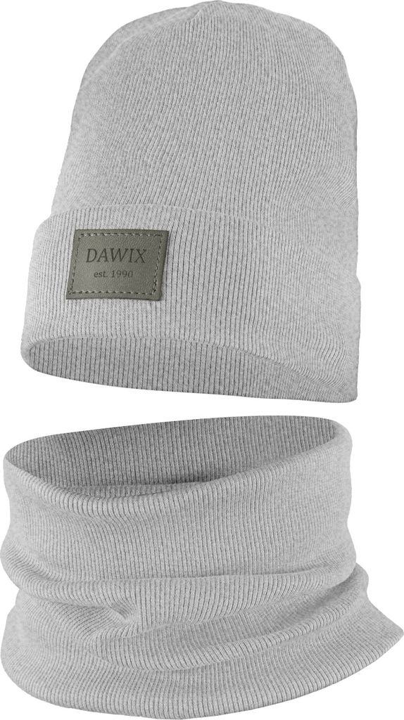 Jungen Kinder Beanie Mütze Schlauchschal Set Frühling Herbst Winter Übergang Beanie 44-46 Grau