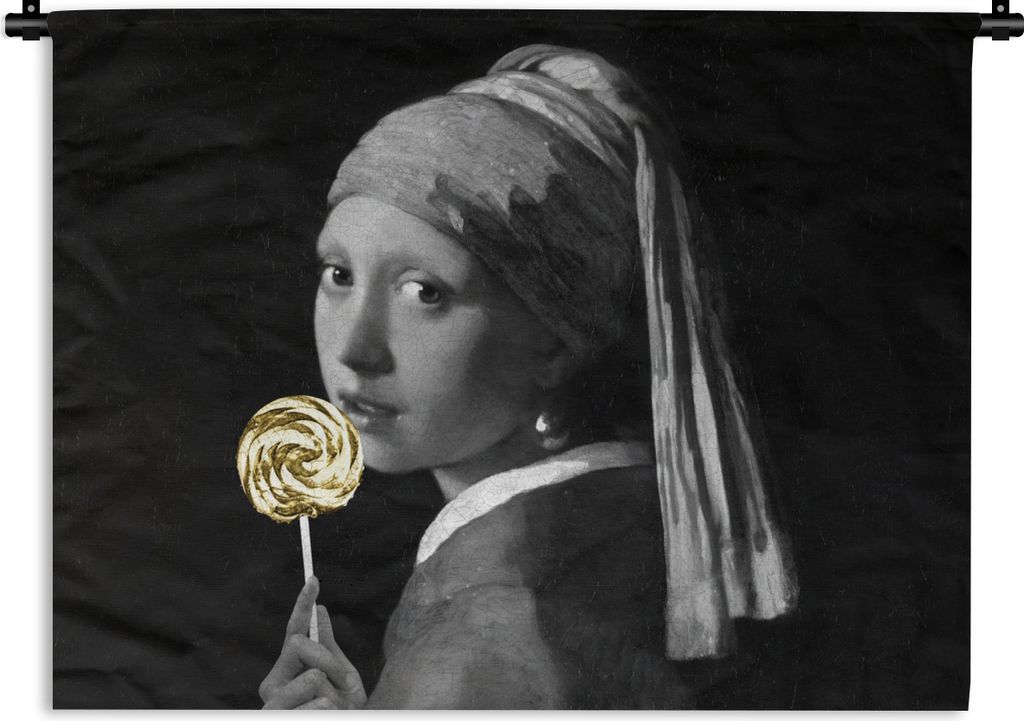 MuchoWow Wandteppich Wandbehang Das Mädchen mit dem Perlenohrring - Johannes Vermeer - Süßigkeiten 120x90 cm Tapisserie Dekoration Wandtuch - ...
