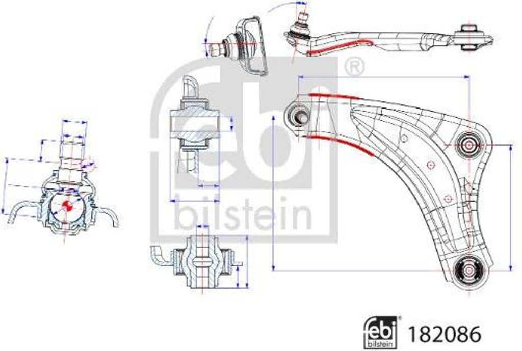 FEBI BILSTEIN 182086 Querlenker, Radaufhängung OE 545014DA0A kompatibel mit Juke, Leaf, Pulsar