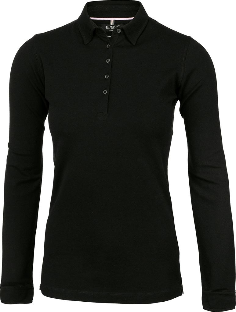 Nimbus Damen Deluxe Poloshirt Carlington langärmlig RW5652 (XS) (Schwarz)