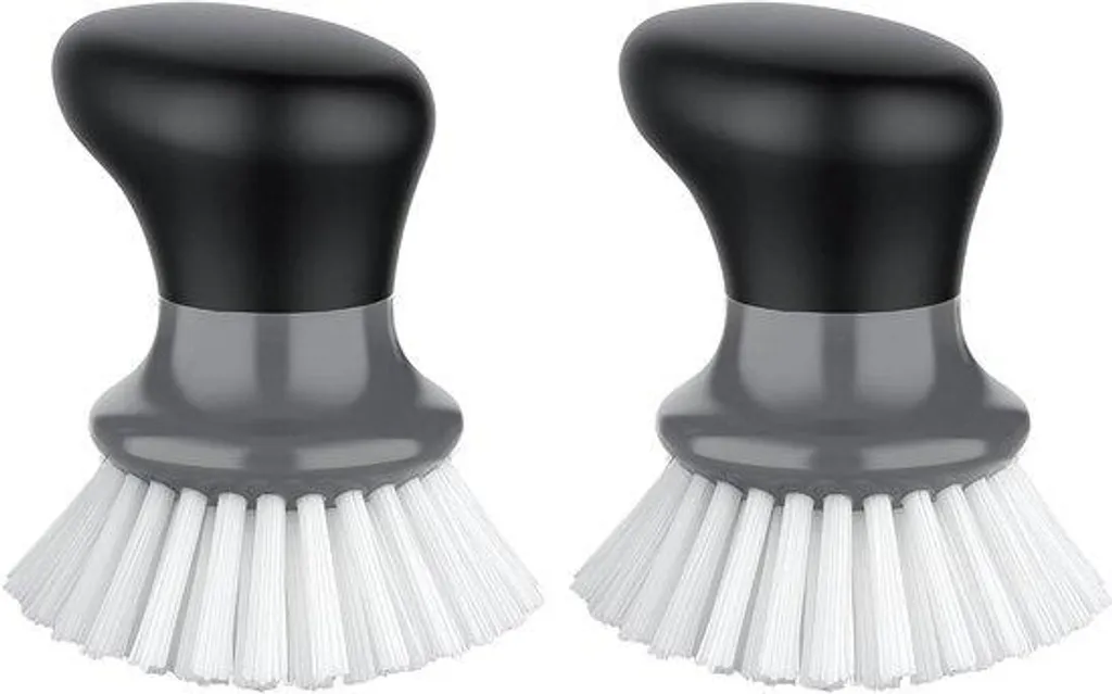 Brosse à vaisselle pour casseroles avec manche ergonomique gris - 2 pièces