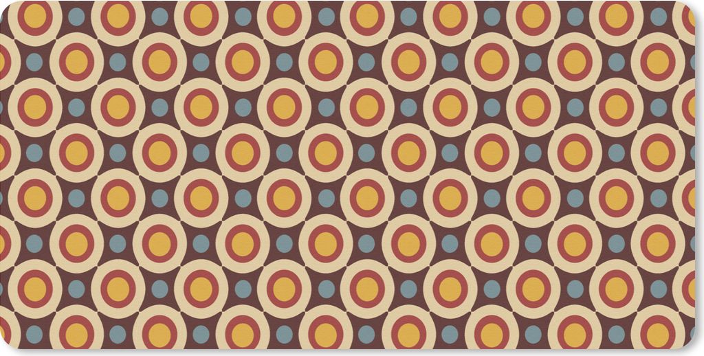 MuchoWow Schreibtischunterlage Retro - Vintage - Design - Kreis 80x40 cm - XXL Mauspad - Gaming Mauspad