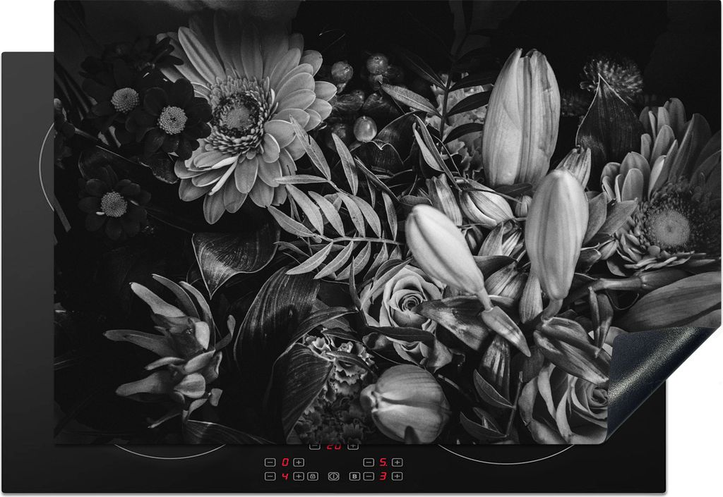 KitchenYeah Herdabdeckplatte Blumenstrauß - Stilleben - Blumen - Pflanzen - Rot , 76x51cm, Küche Deko, Glaskeramikfeld Herdabdeckung, Abdeckpla...