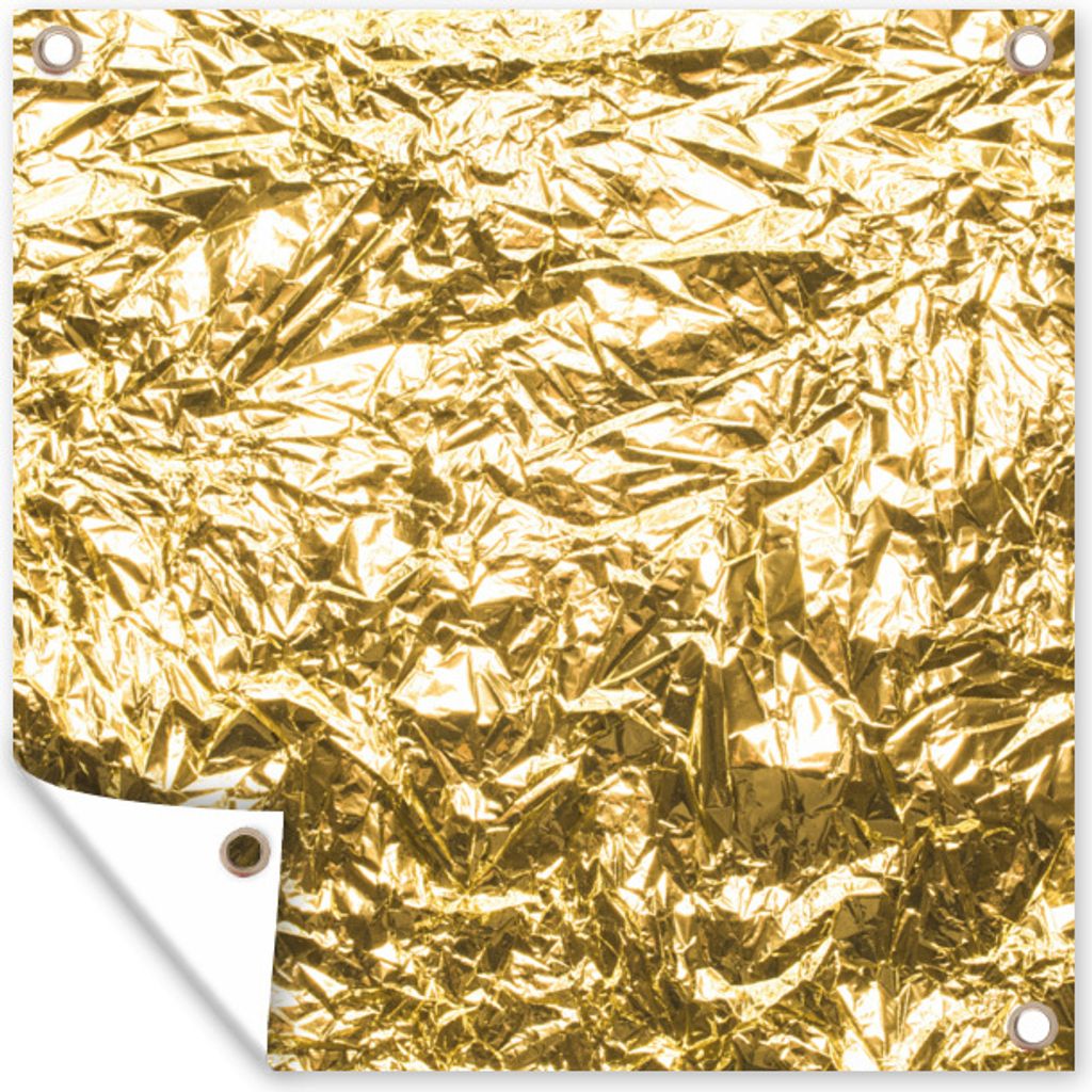 MuchoWow 50x50 cm Outdoor-Poster Gartendeko Sichtschutz Garten Poster für den Garten Goldfolie mit faltiger Textur