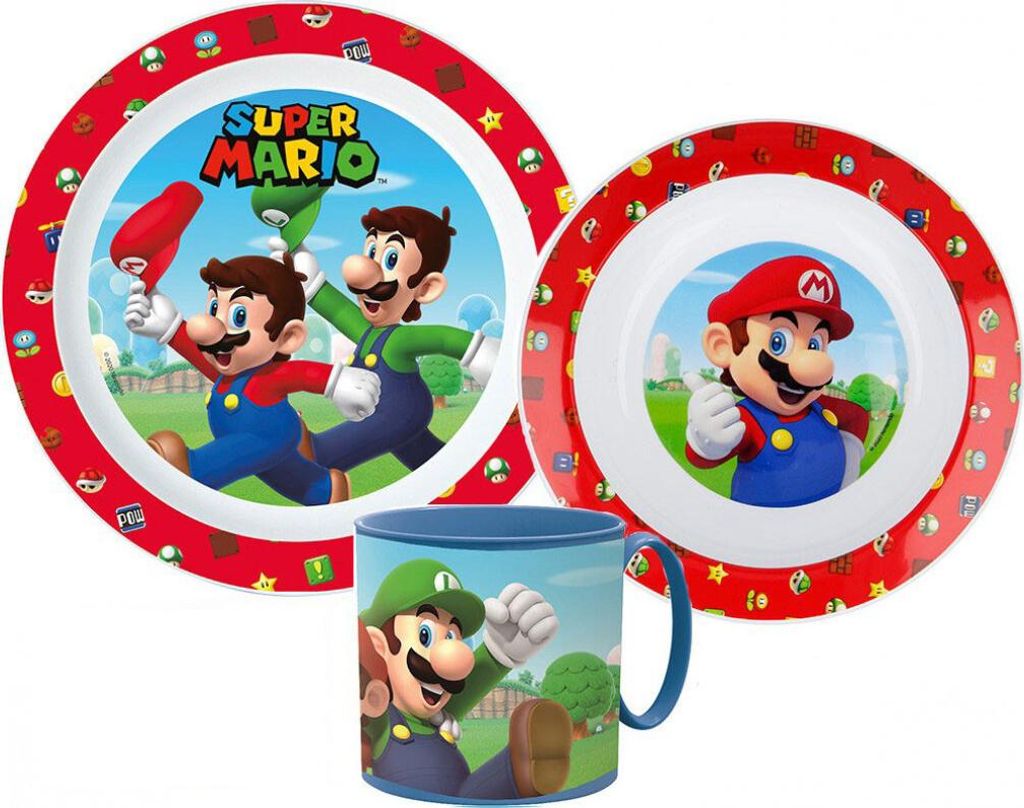 Super Mario Mushroom Kingdom Geschirrset Mikro Kunststoff