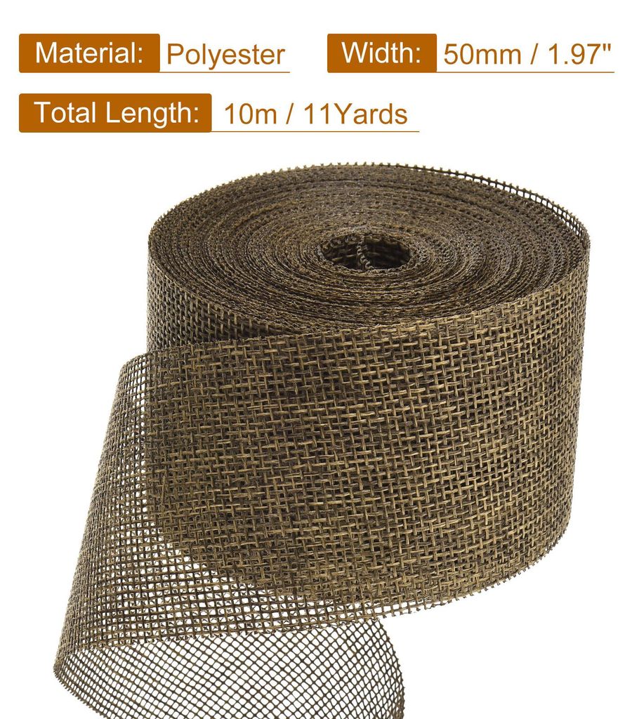 Jutegewebe-Band, 5 cm breit, 10 Meter Jutegewebe-Drahtband zum Verpacken von Geschenken und zur Dekoration von Zuhause und Hochzeiten, Braun