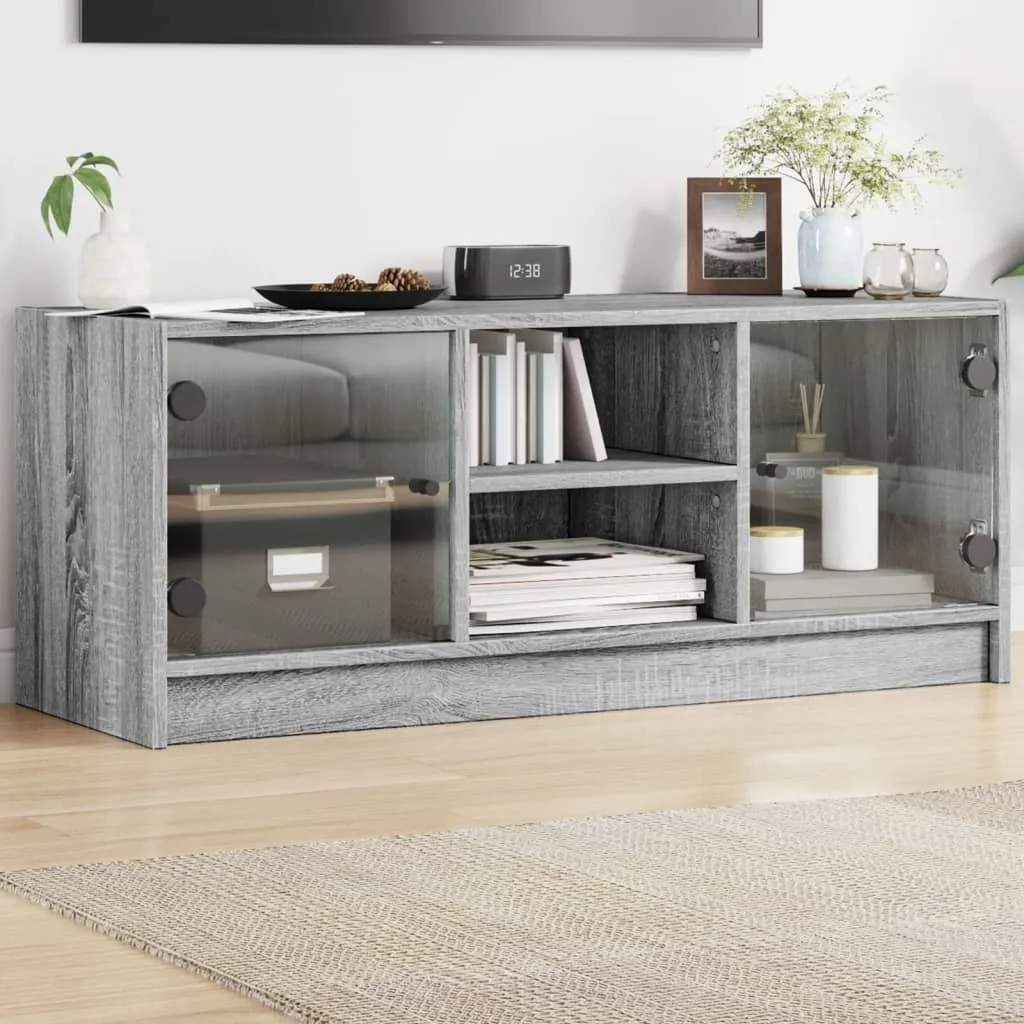 Mobile TV Maison Exclusive Grigio Sonoma: Stile e Vetro per il Tuo Salotto