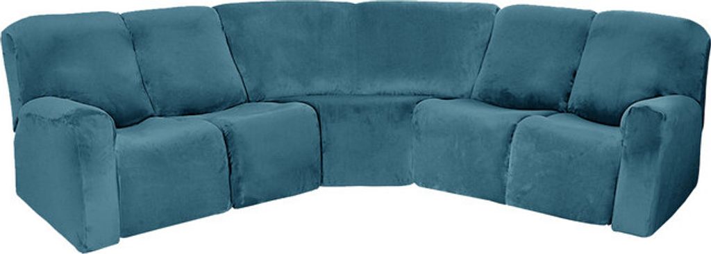 (Pfau) 5-Sitzer-Liegebezug Samt L-Form Stretch-Liegesofa Anti-Rutsch-Kissen Sofabezüge