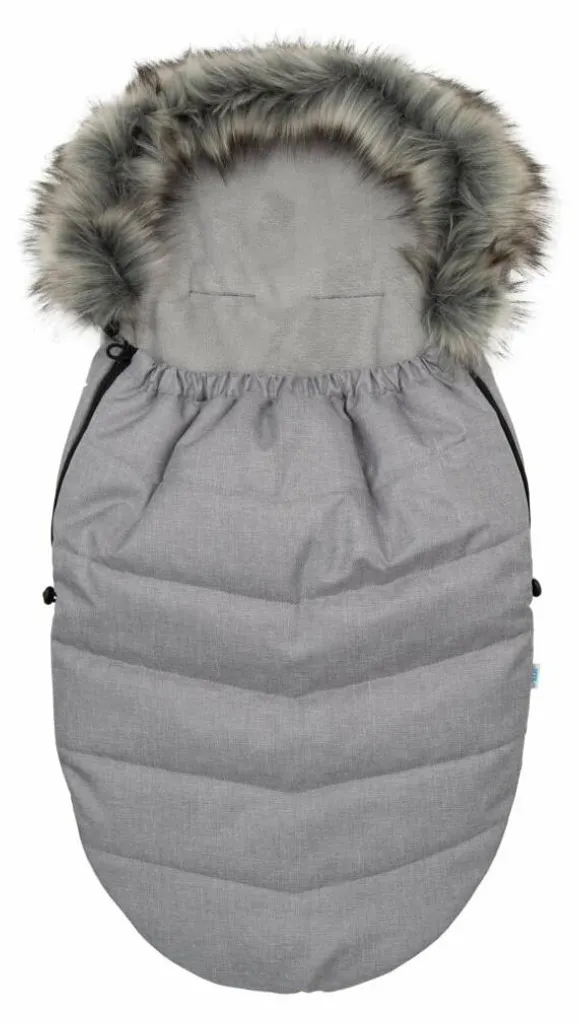 Nouveau bavoir bébé avec col en fourrure gris clair - Accessoire chic