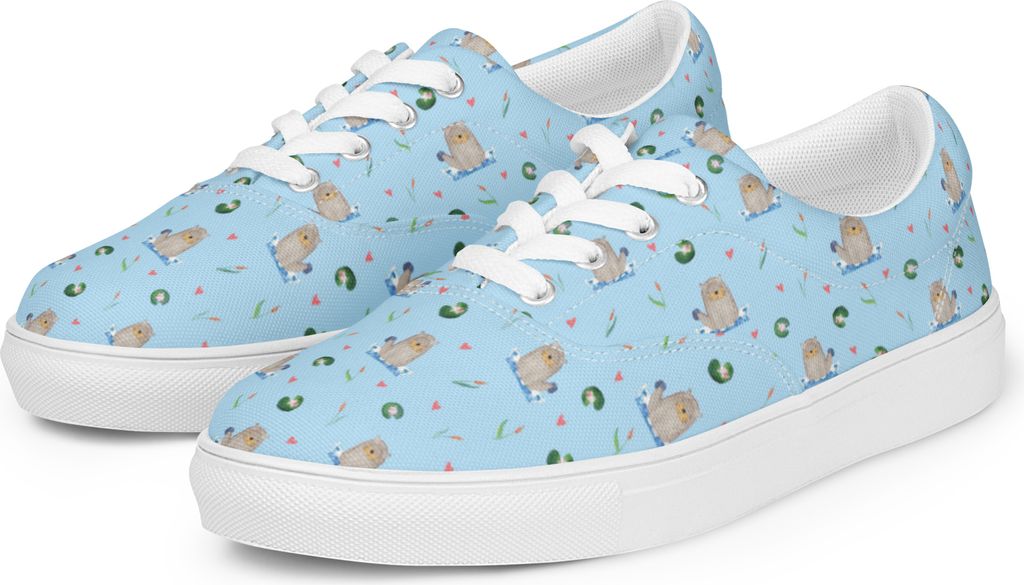 Mr. & Mrs. Panda Sneaker Damen Otter Stein Größe 37 1/2 - Blau - Geschenk, Damensneaker, Canvas Schuhe, Canvasschuhe, Munter, Turnschuhe, Pflanze...