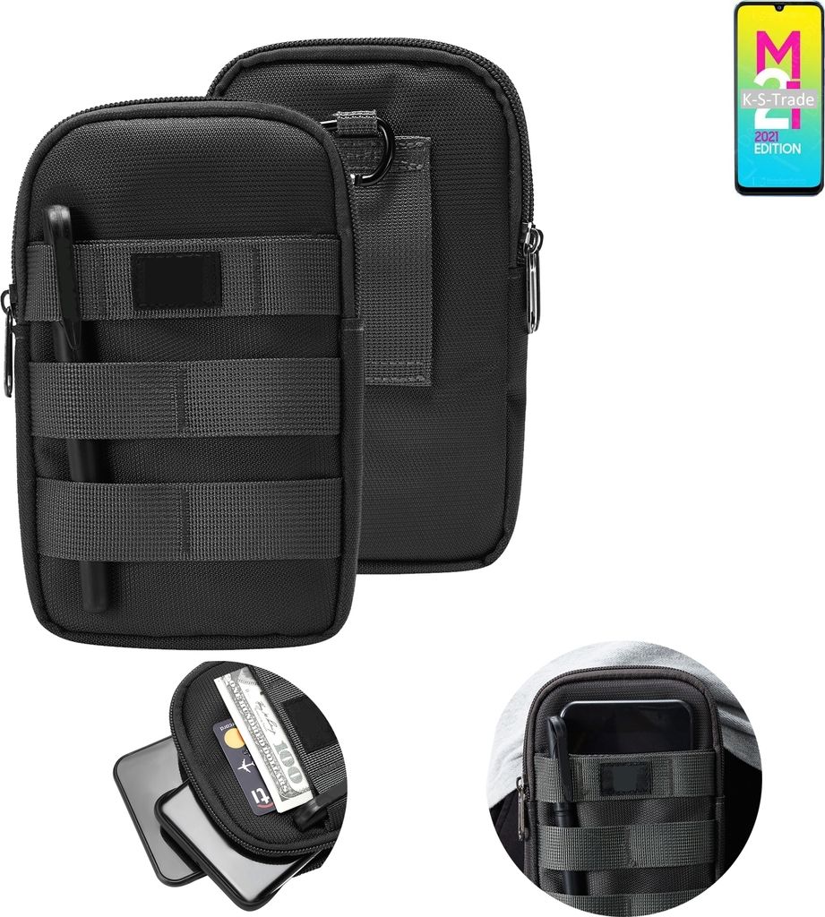 K-S-Trade Holster Gürtel Tasche kompatibel mit Samsung Galaxy M21 2021 Handy Tasche Schutz Hülle dunkel-grau viele Fächer, 1x