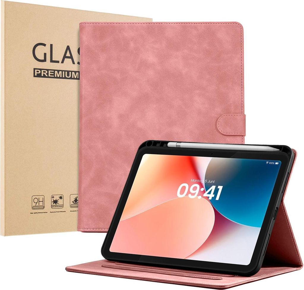 LBH Tablet Schutzhülle + 2x 9H Display Glas für Apple iPad 10. Gen 10.9 Zoll Cover Case Schutz Tablet Farbe: Rosa