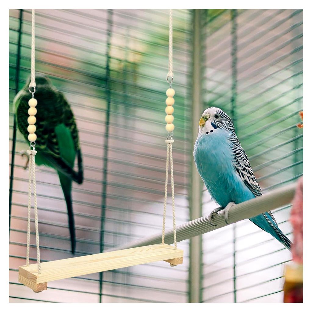 Papageienschaukelleiter aus robustem Naturholz – Haustierspielplatz für Papageien, Hühner und kleine Vögel mit Kletterleiter für Bewegung und...