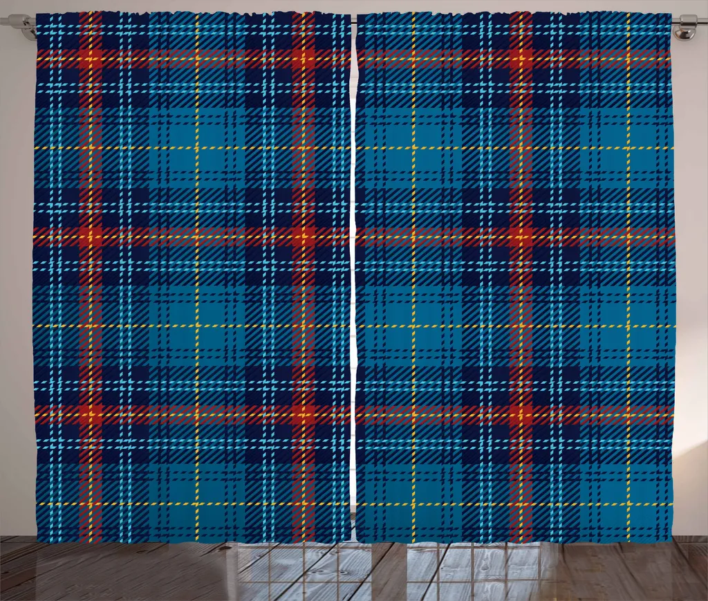 ABAKUHAUS Rideau à Fronces Rustique - 280x225 cm, Bleu Marine/Rouge