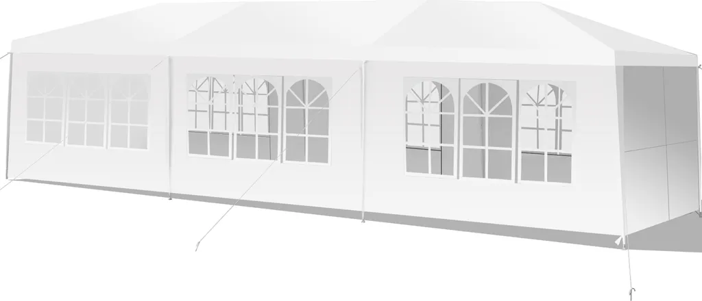 Gazebo Matrimonio 3x9m COSTWAY Bianca con Finestre | Tenda Eventi Luxury