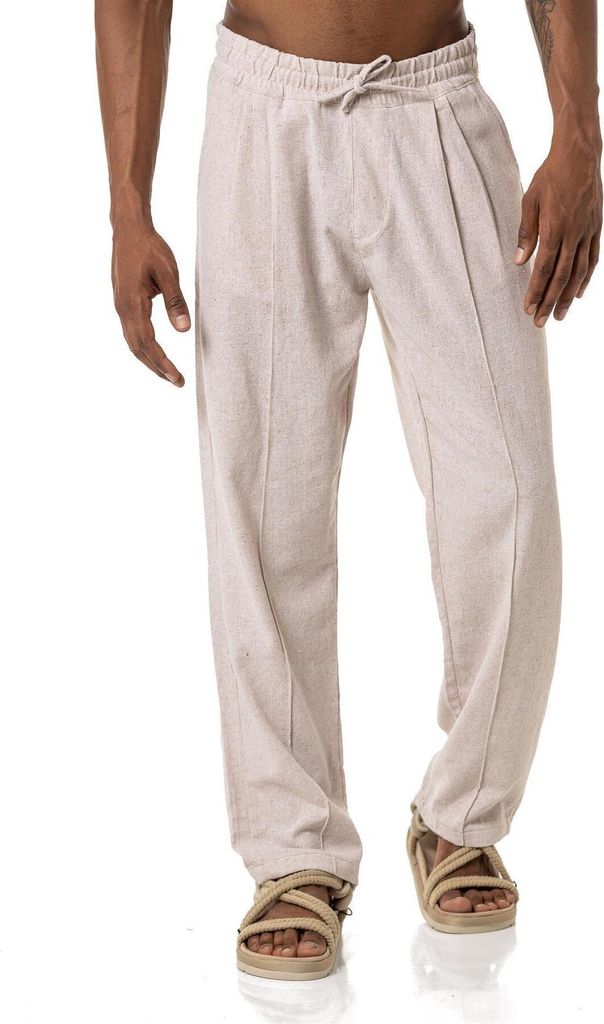 Red Bridge Herren Leinen Hose weite Freizeithose Ecru S Produktbild 