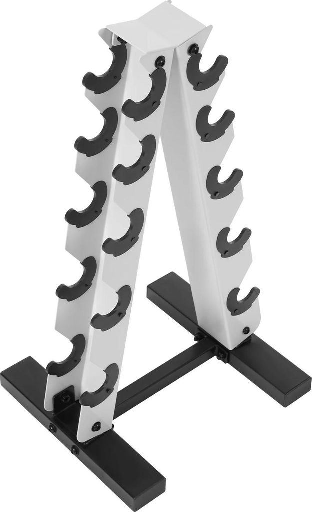Kurzhantelständer - A-Rahmen - 5 Ebenen - Für 5 Paare - Schwerer Stahl - Tragkraft 100 kg - Weiß